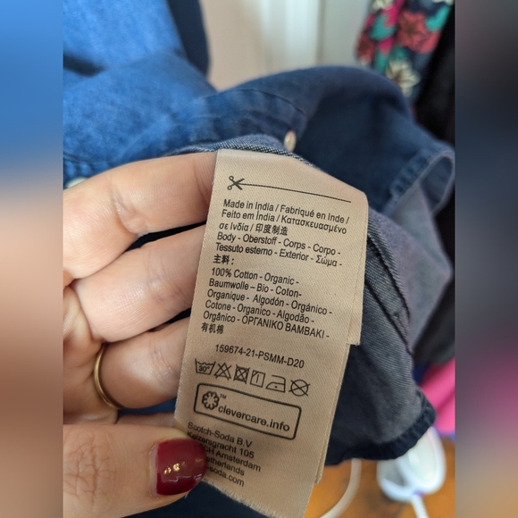 Scotch & Soda Cotton Dark Denim Workwear Shirt Snap Buttons Casual - Size XL - Picture 4 of 9